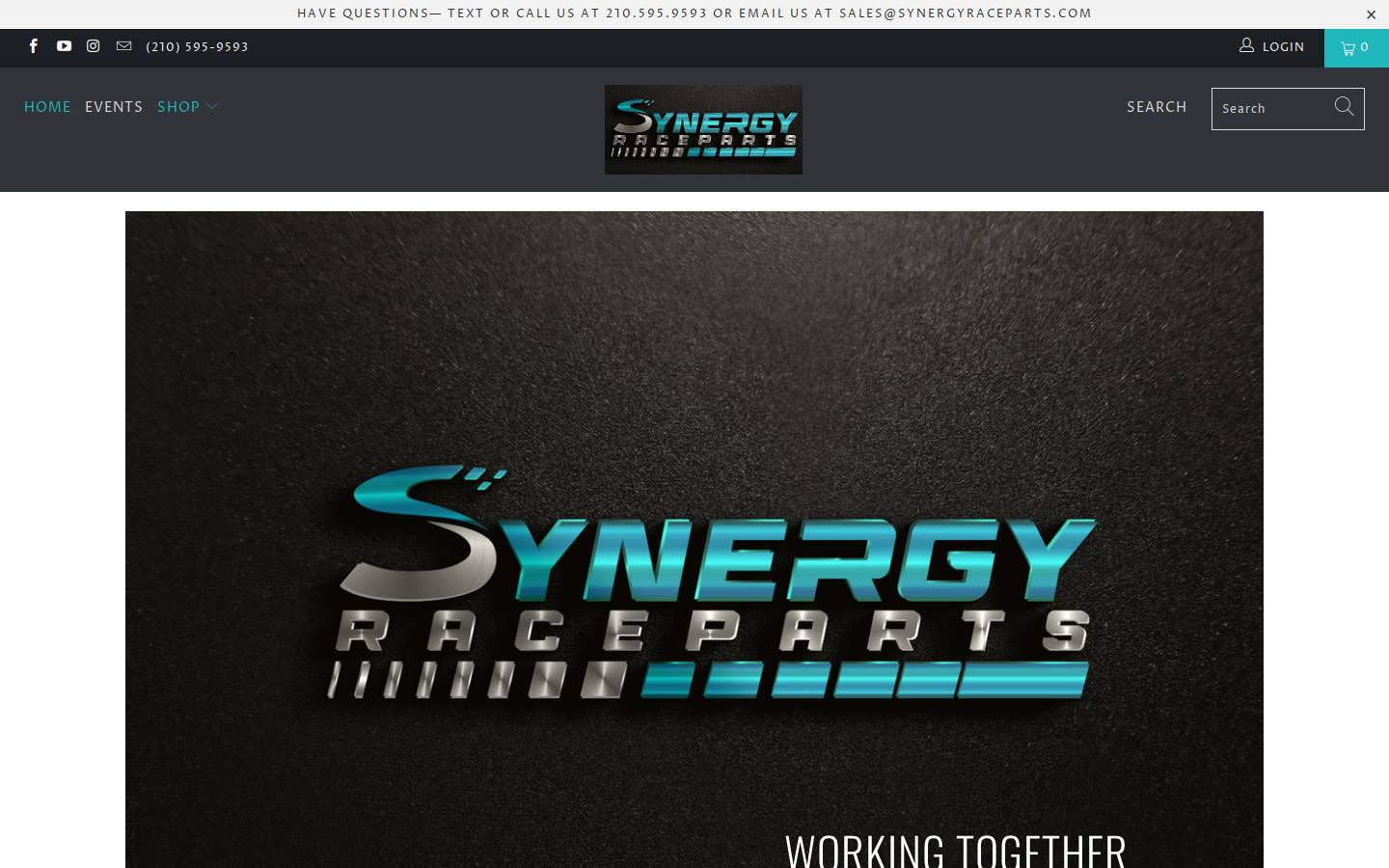 synergyraceparts.com homepage screenshot