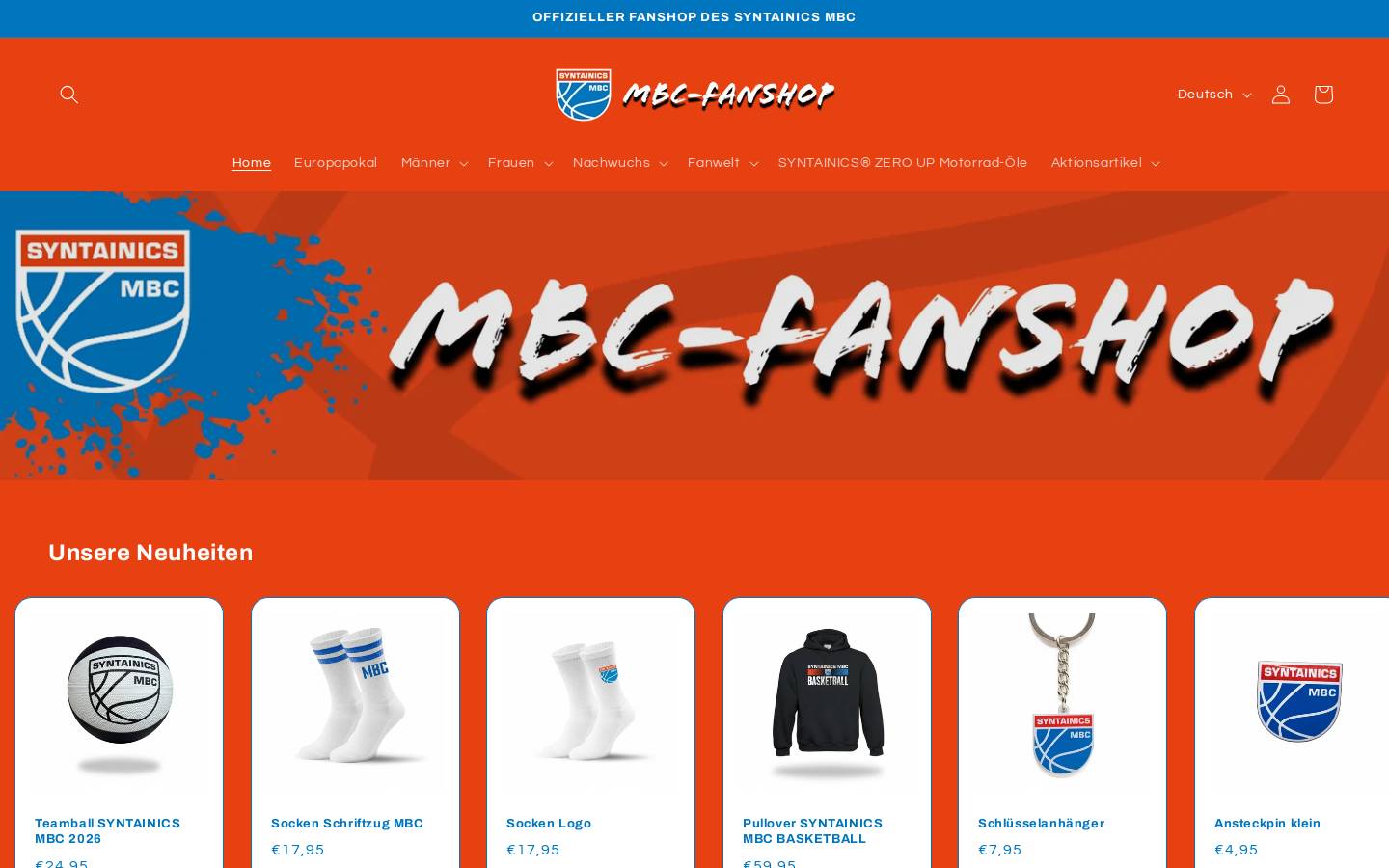 syntainics-fanshop.de homepage screenshot
