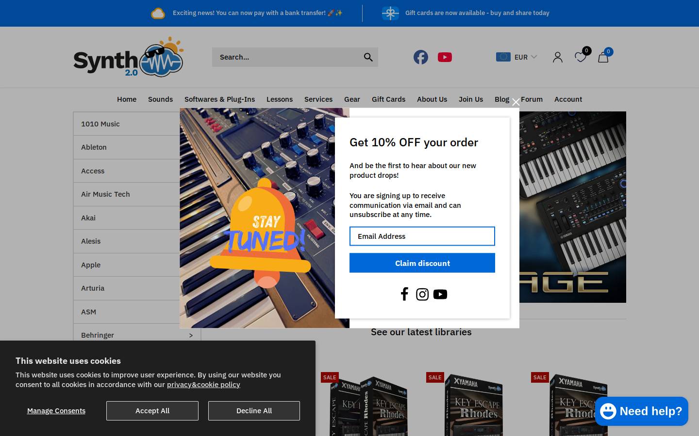 synthvibe.com homepage screenshot