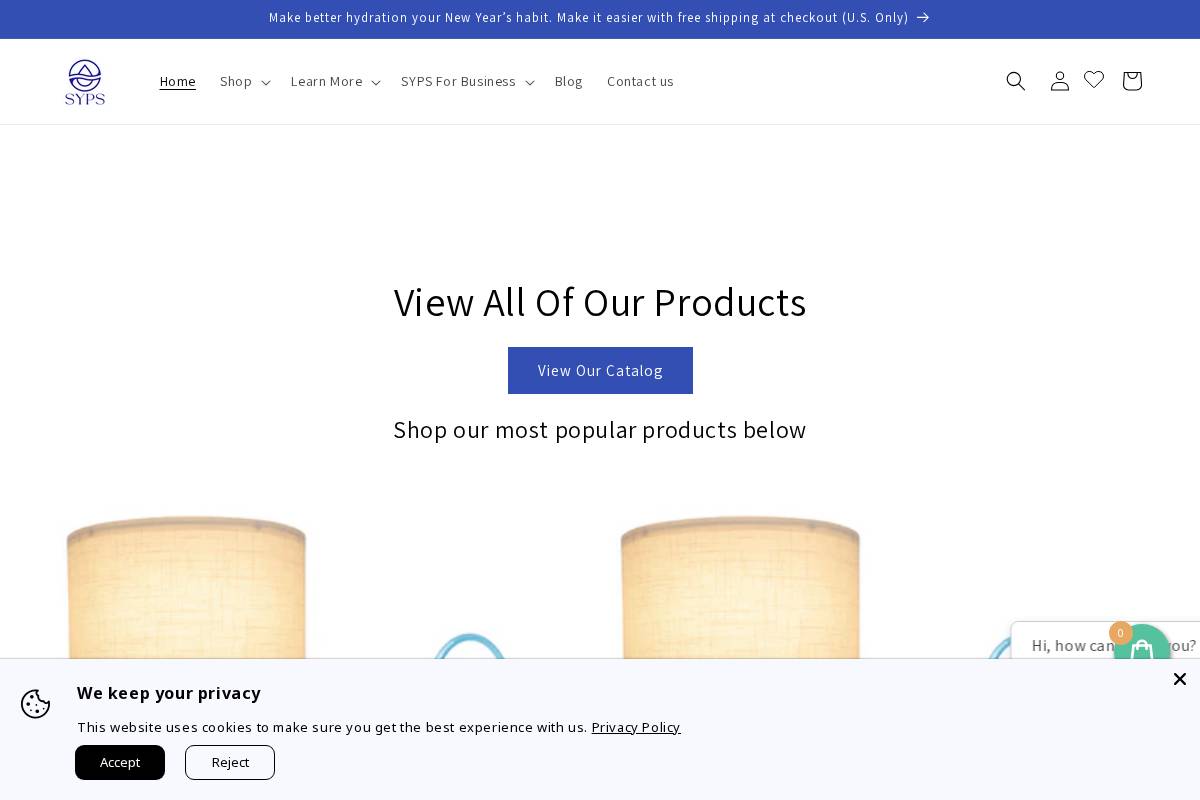 sypshydration.com homepage screenshot