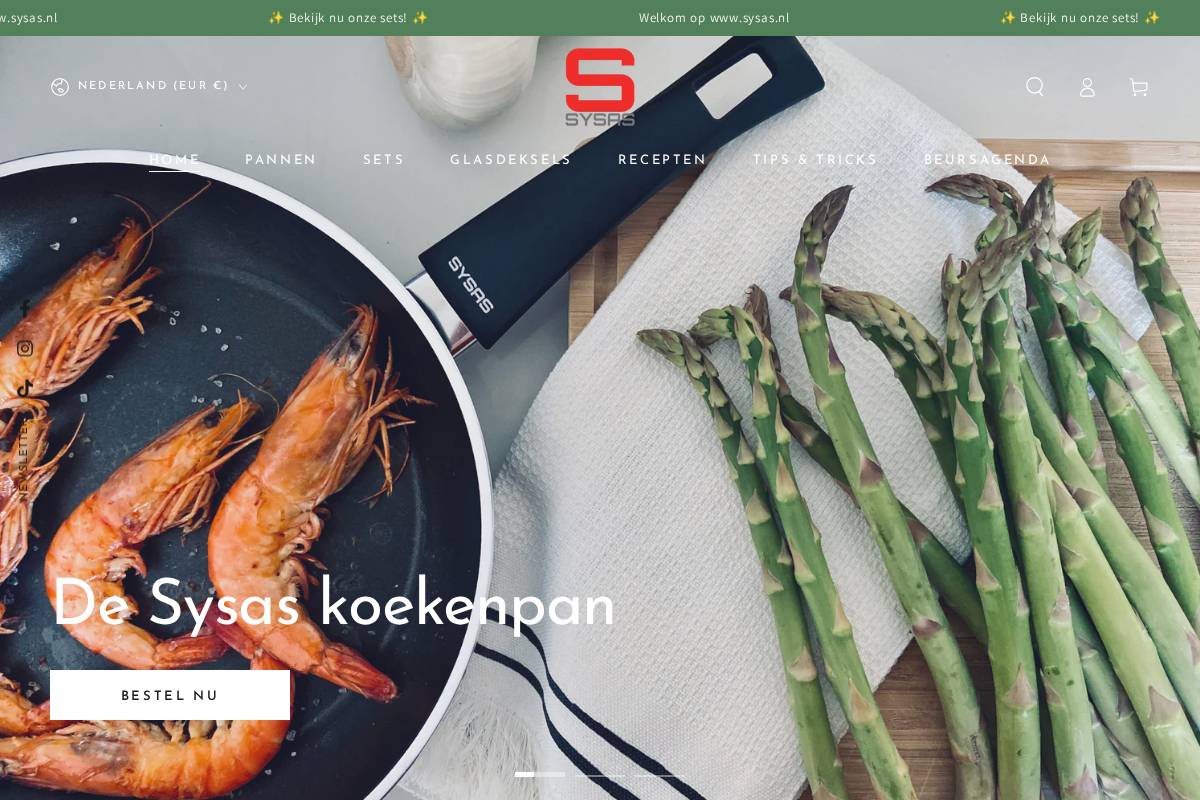 Sysas homepage screenshot
