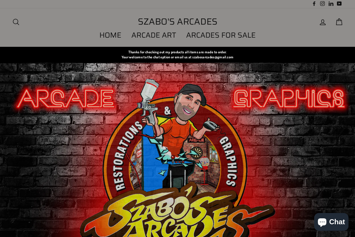 szabosarcades.com homepage screenshot