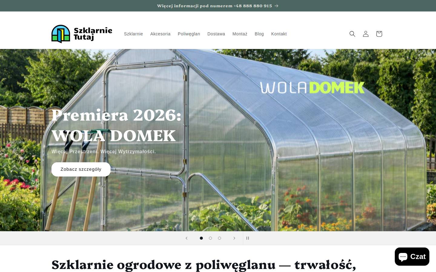szklarnietutaj.pl homepage screenshot
