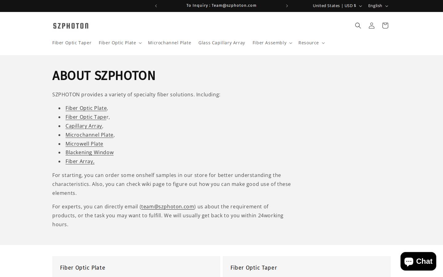 szphoton.com homepage screenshot