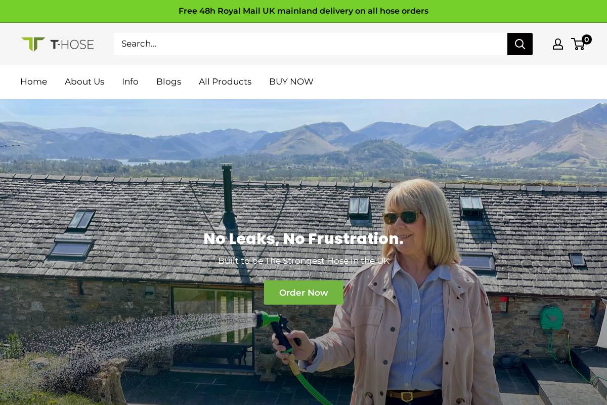 T-Hose homepage screenshot