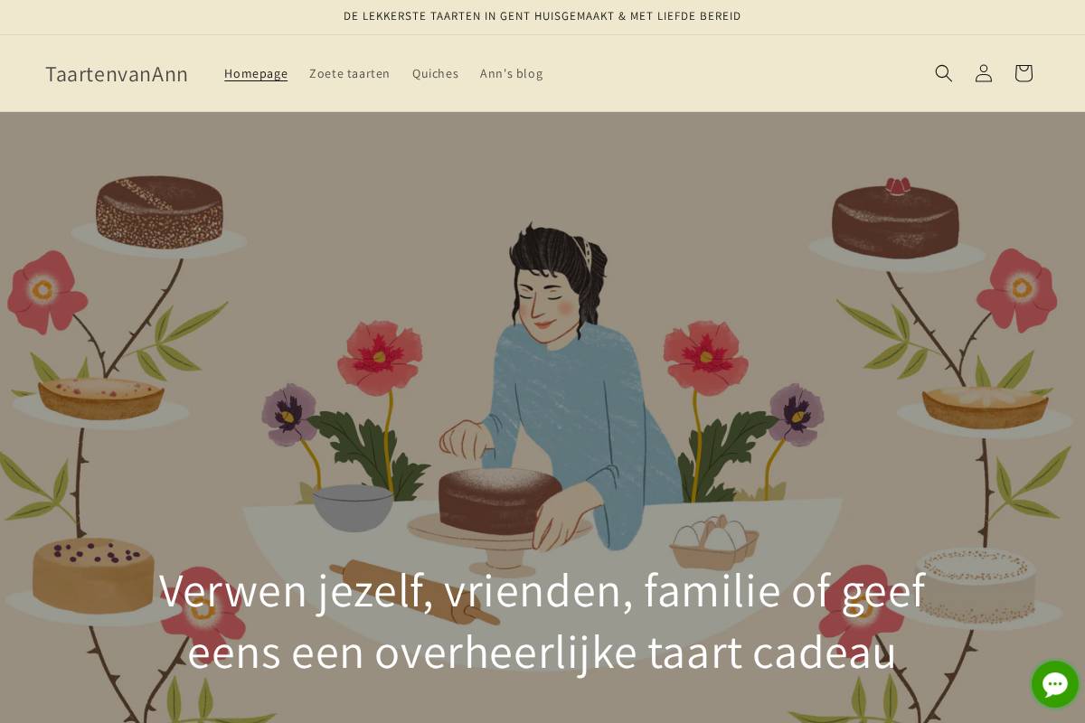 taartenvanann.be homepage screenshot