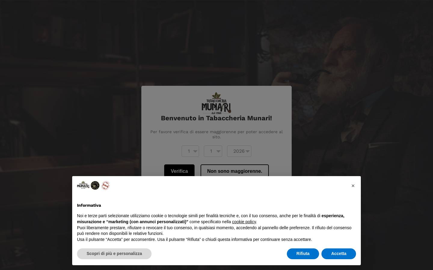tabaccheriamunari.it homepage screenshot