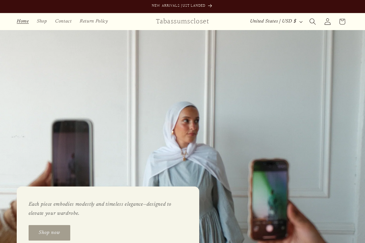 Tabassumscloset homepage screenshot