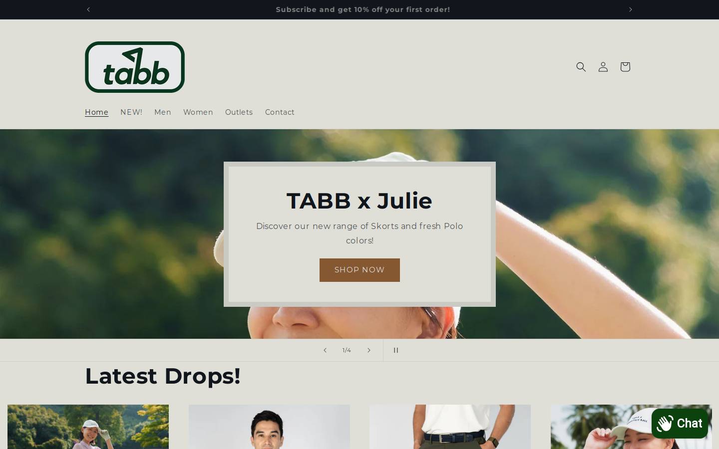 tabbapparel.com homepage screenshot
