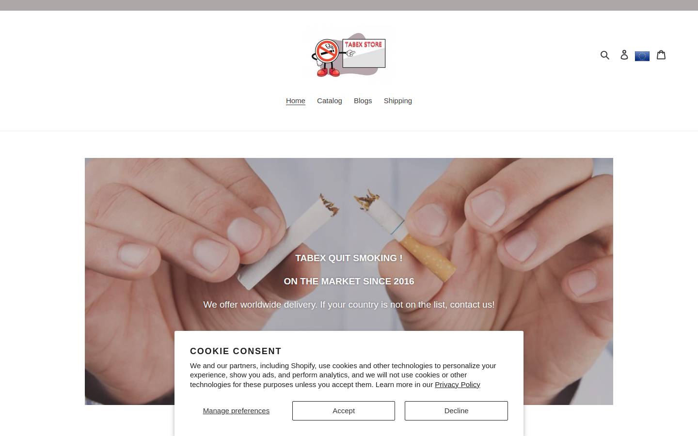 Tabex homepage screenshot