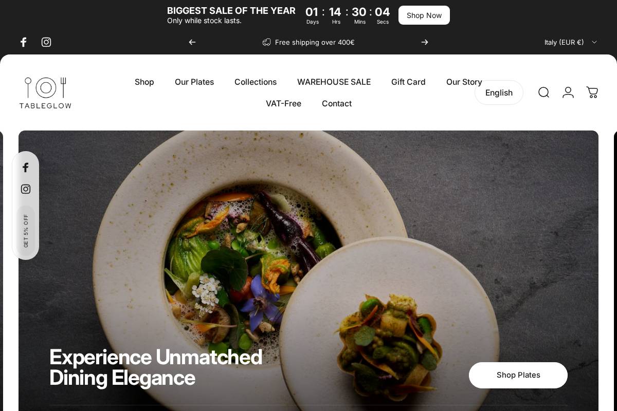 Tableglow homepage screenshot