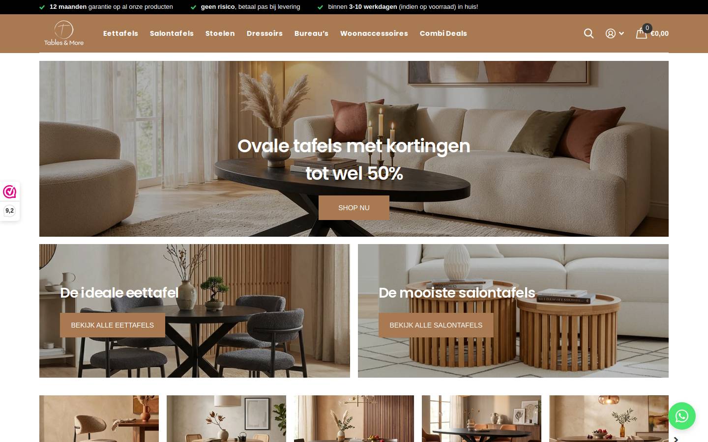 Tablesandmore homepage screenshot