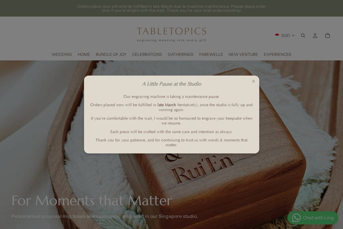 tabletopics.com homepage screenshot
