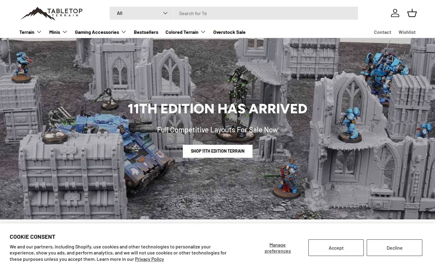 tabletopterrain.com homepage screenshot