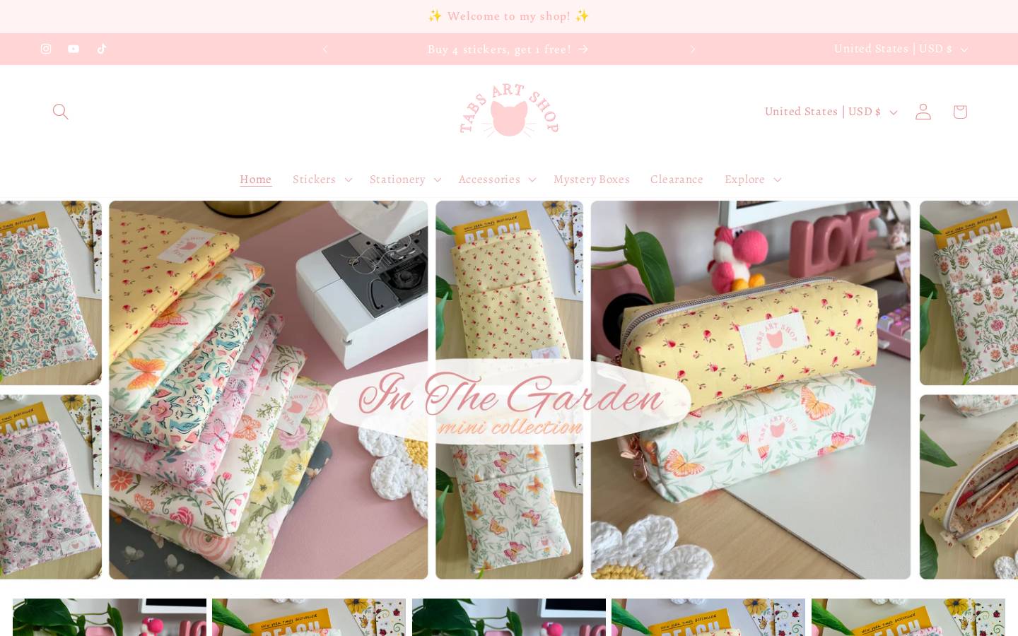 tabsartshop.com homepage screenshot