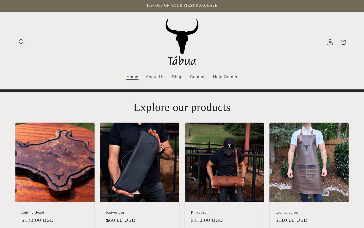 tabuabbq.com homepage screenshot