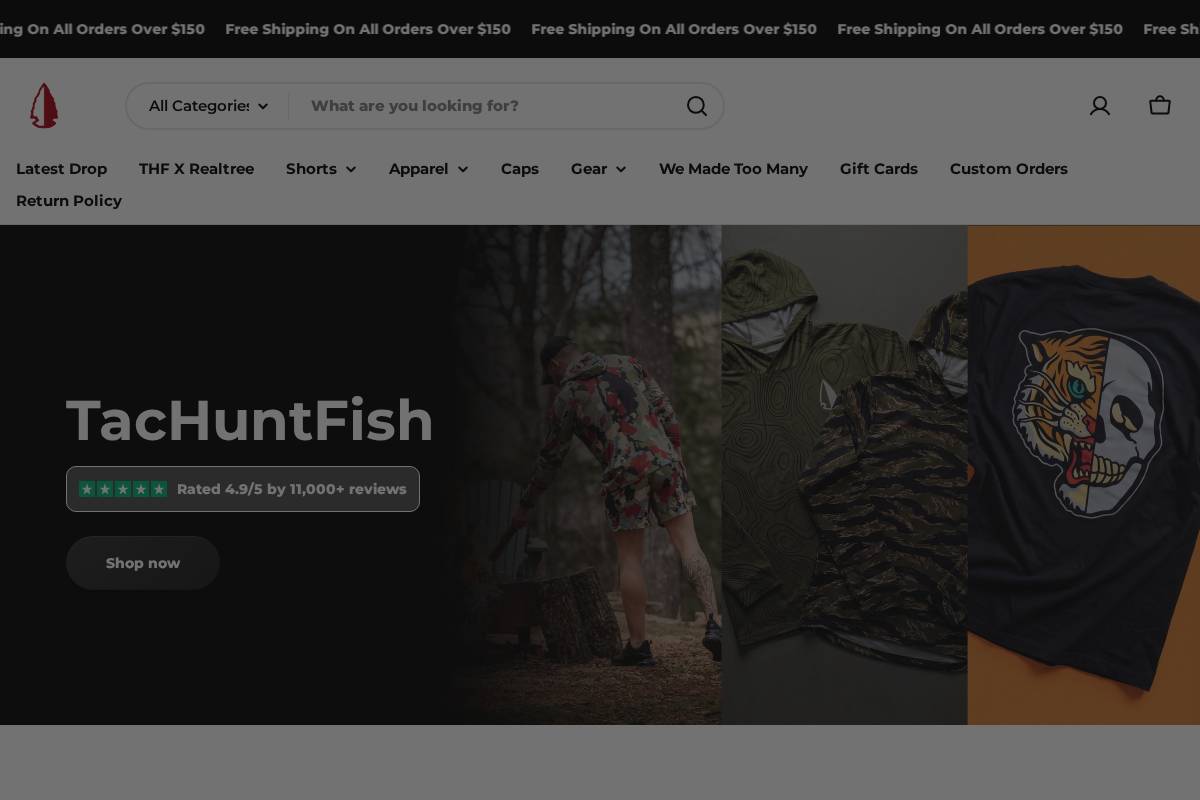 tachuntfish.com homepage screenshot