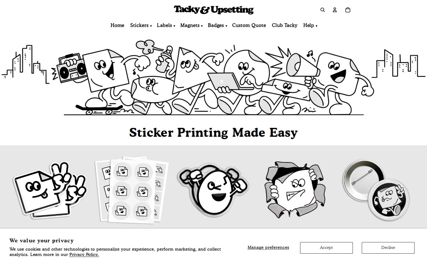 Tacky And Upsetting homepage screenshot