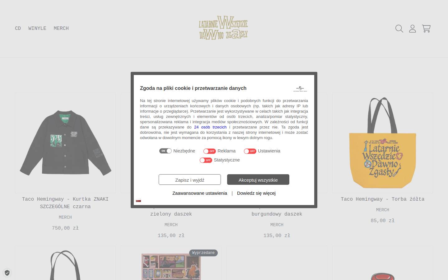 tacohemingway.store homepage screenshot