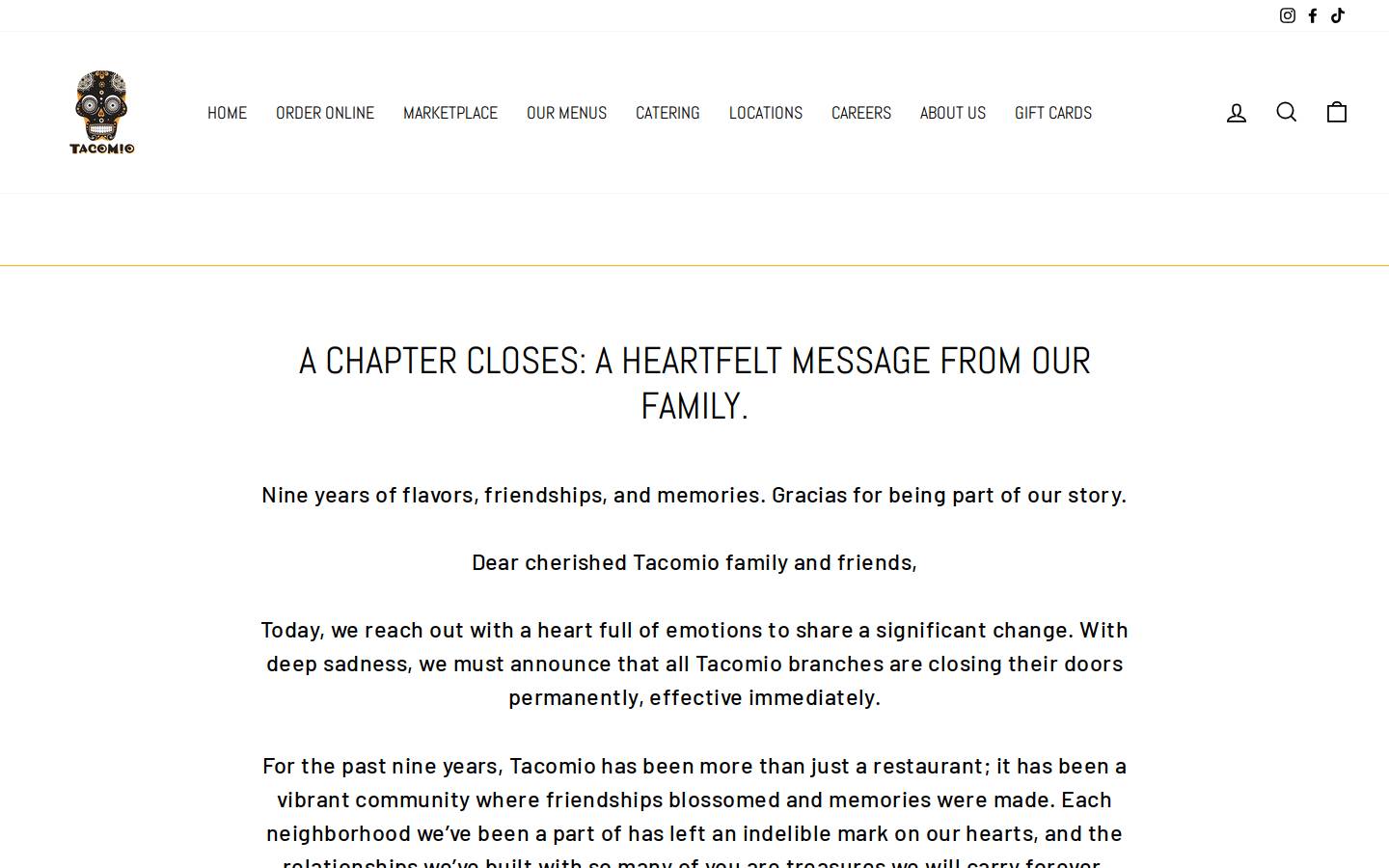 tacomio.ca homepage screenshot