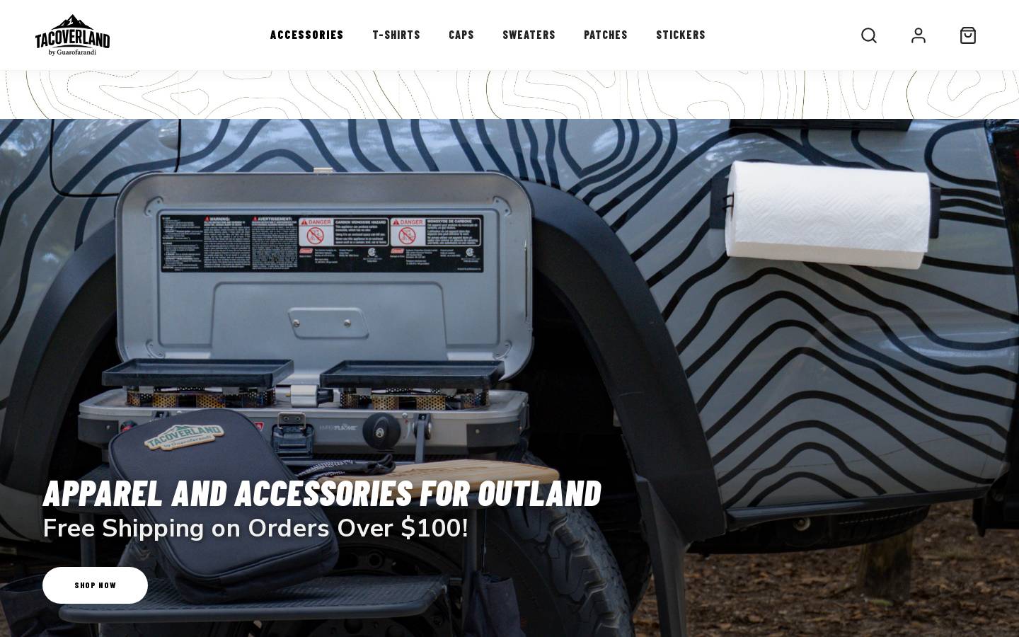 tacoverland.co homepage screenshot