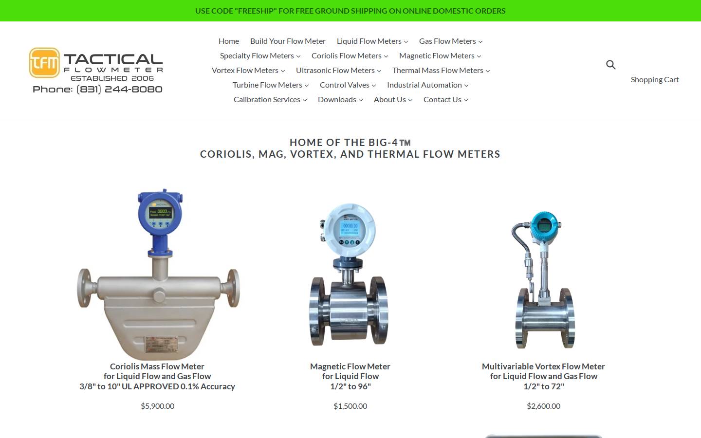tacticalflowmeter.com homepage screenshot
