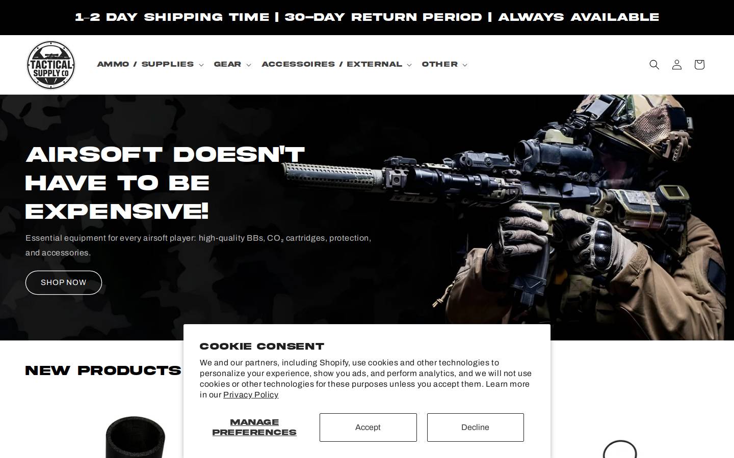 Tacticalsupplyco homepage screenshot