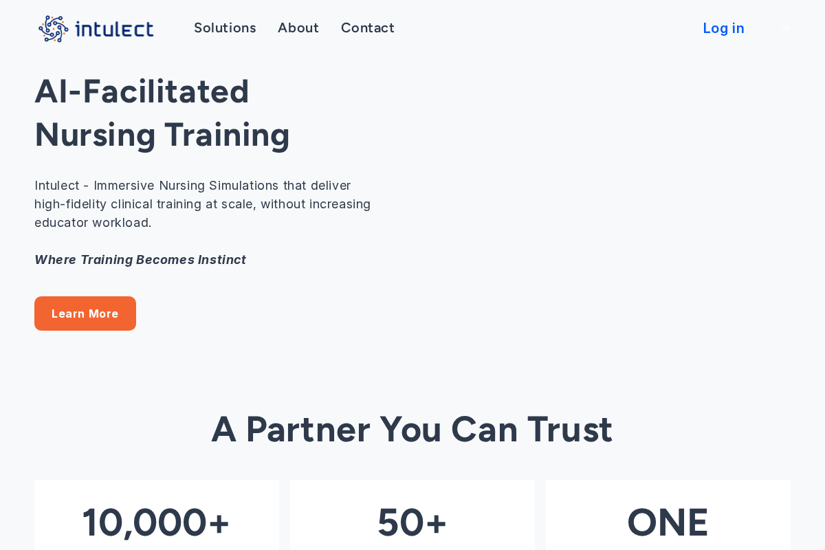 Intulect homepage screenshot