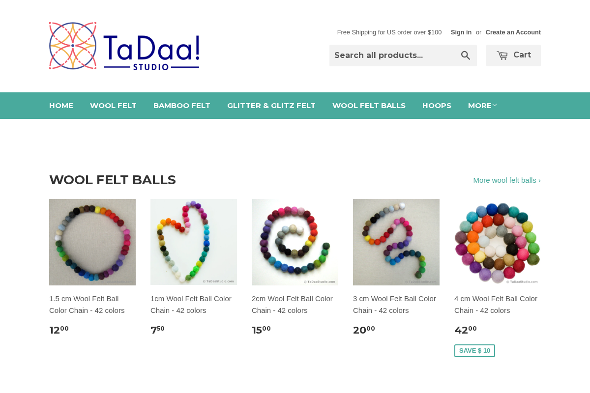 TaDaa! Studio homepage screenshot