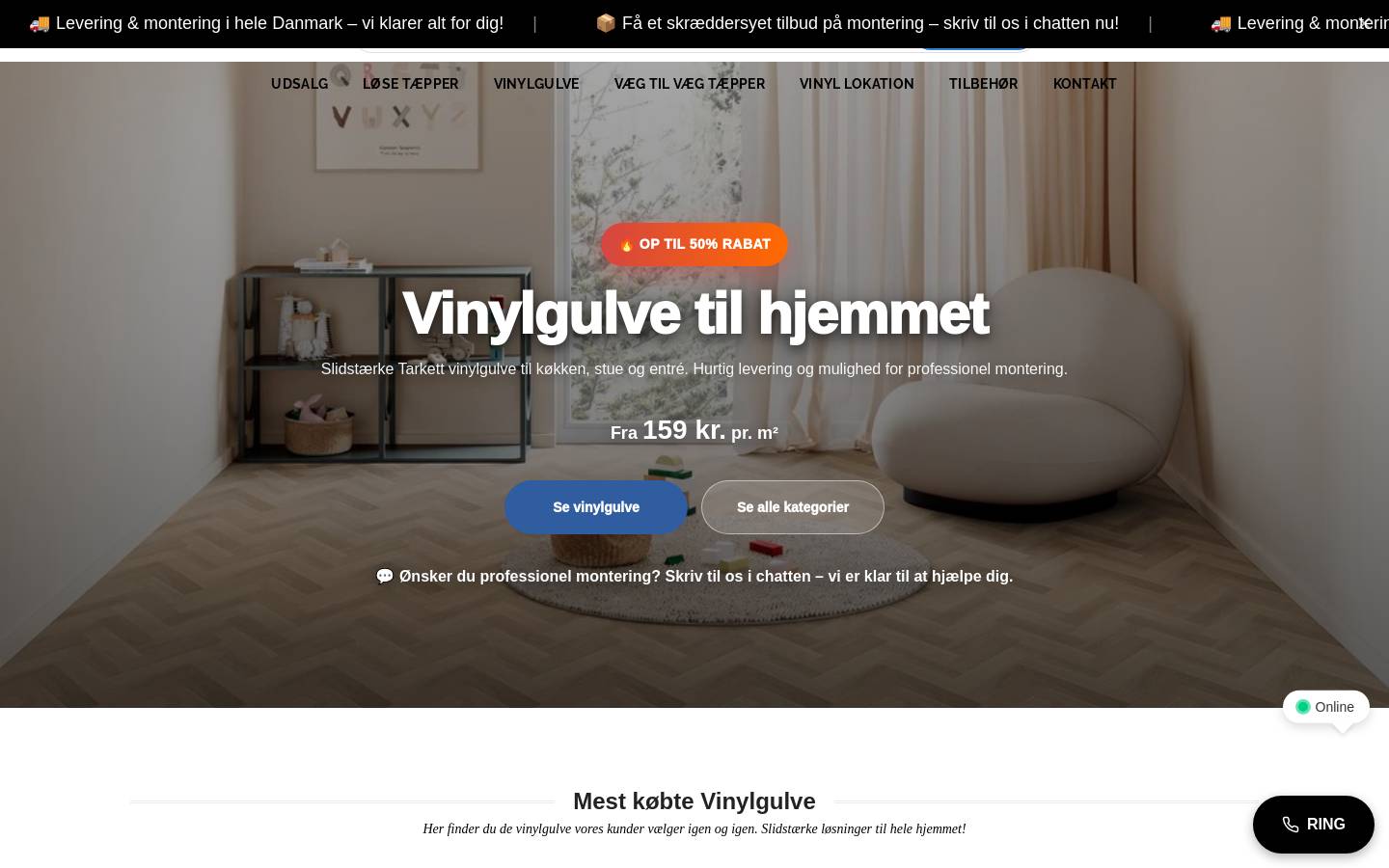 Taeppeverden homepage screenshot