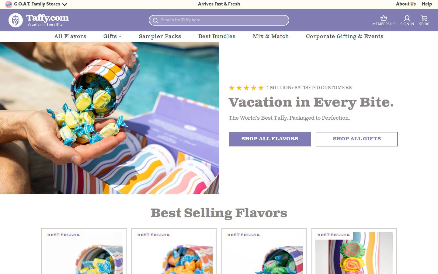 Taffy homepage screenshot