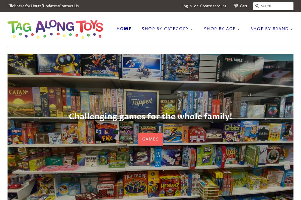 tagalongtoys.com homepage screenshot