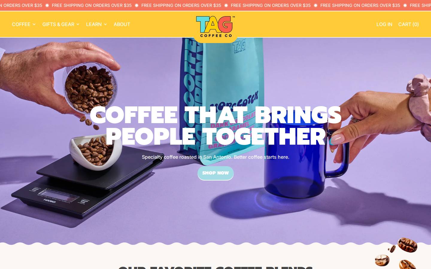 tagcoffee.com homepage screenshot
