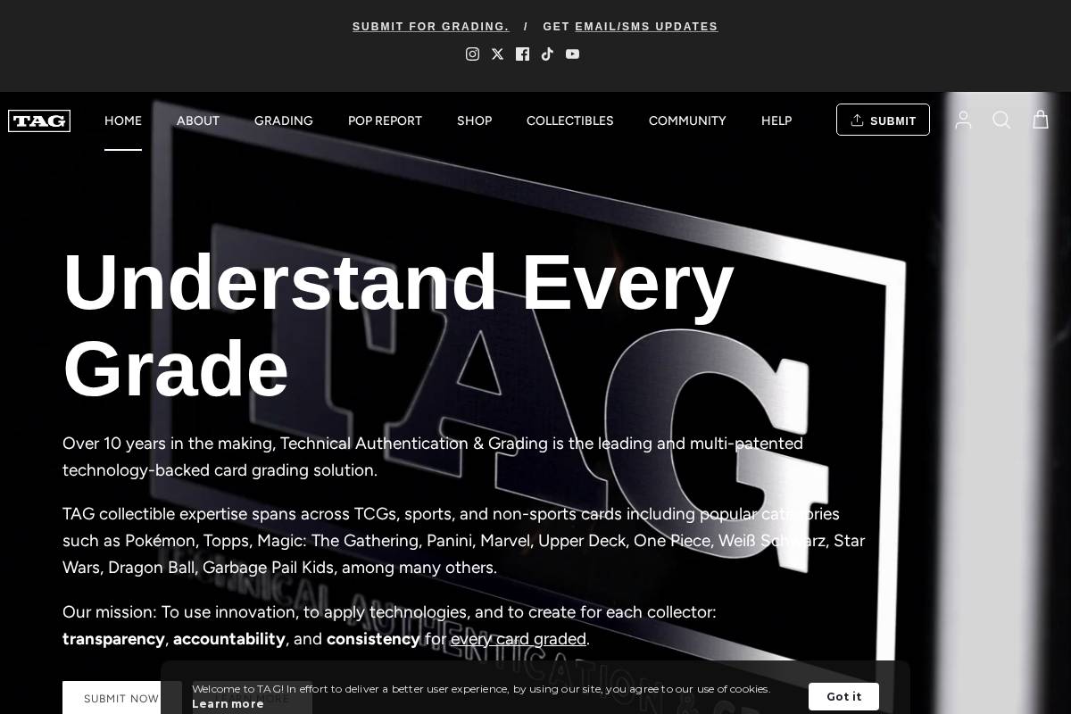 Taggrading homepage screenshot