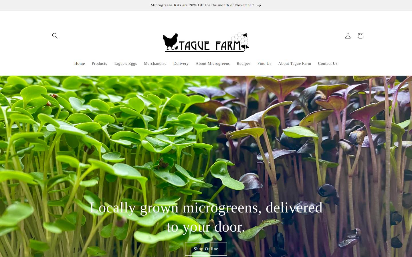 taguefarms.com homepage screenshot