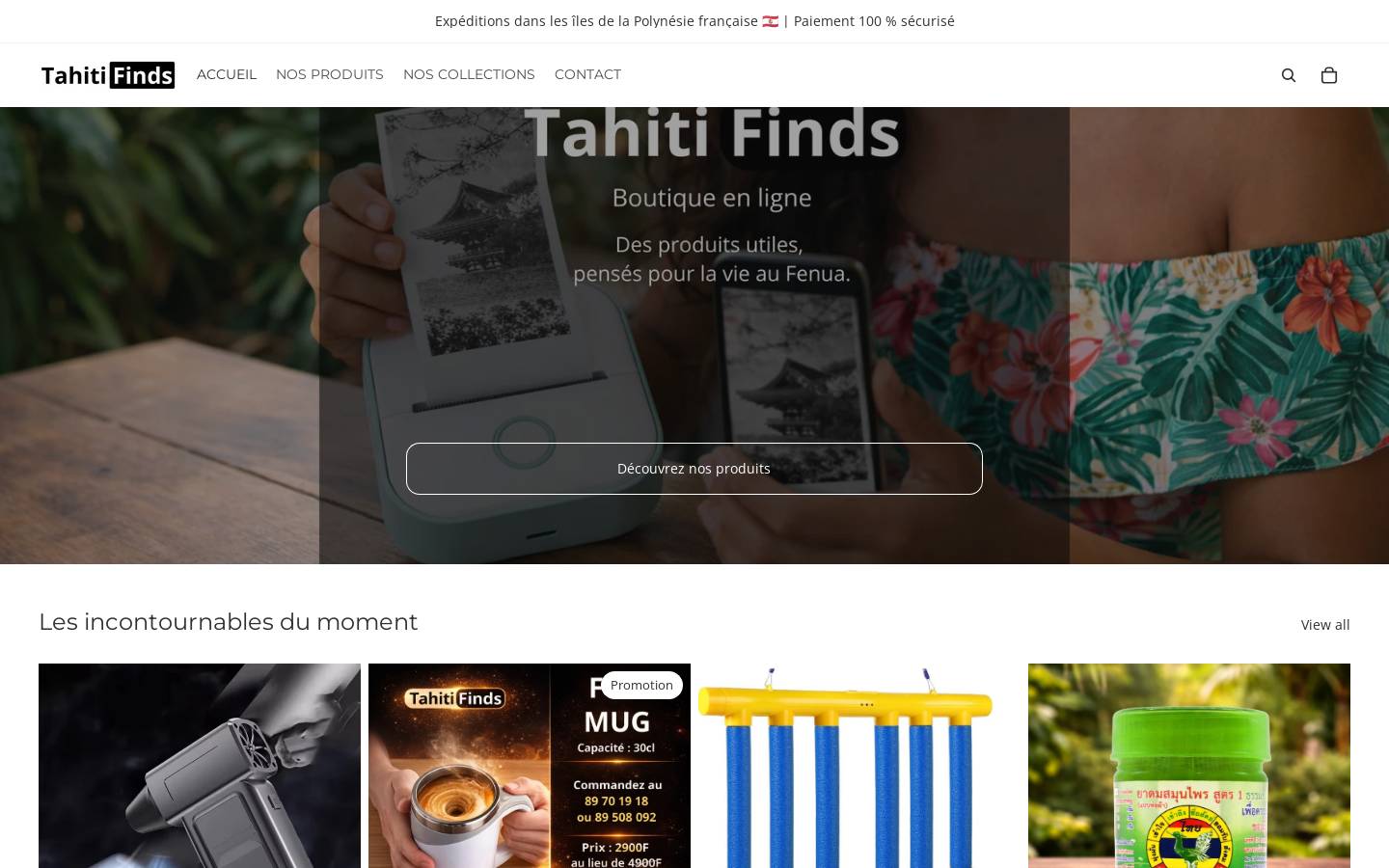 tahitifinds.com homepage screenshot