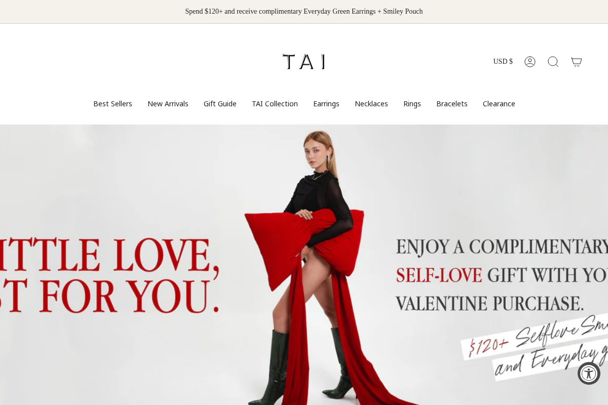 TAI Jewelry homepage screenshot