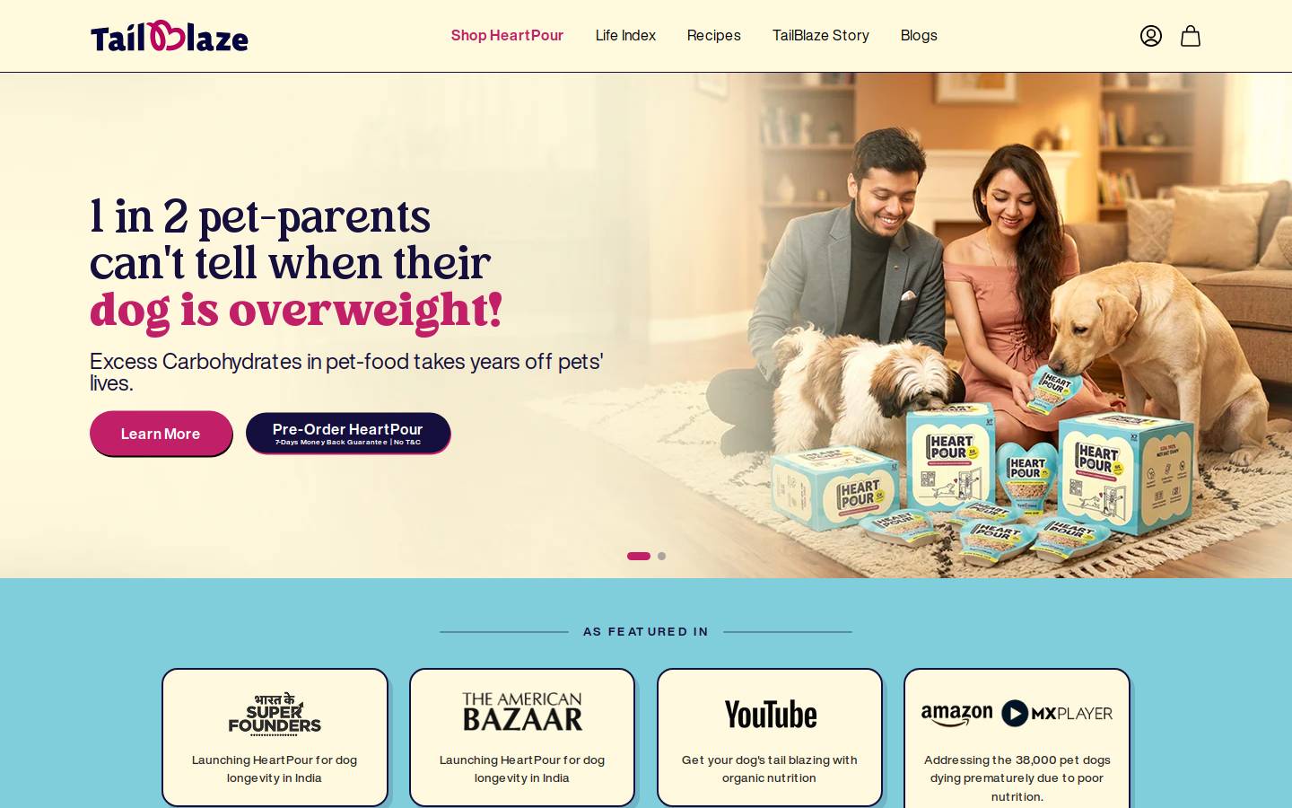 tailblaze.in homepage screenshot