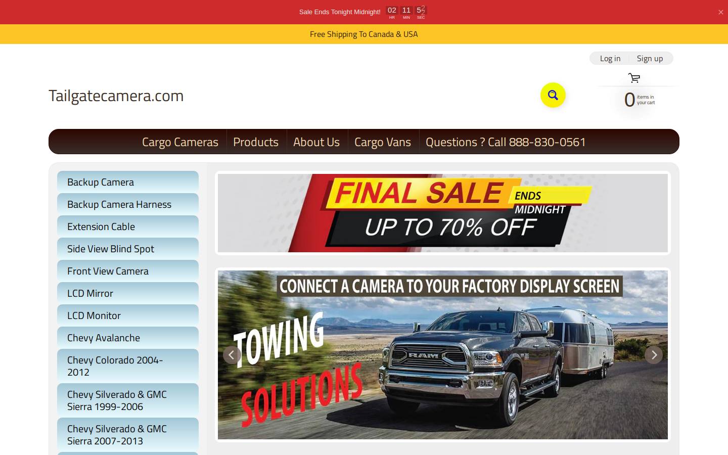 tailgatebackupcamera.com homepage screenshot