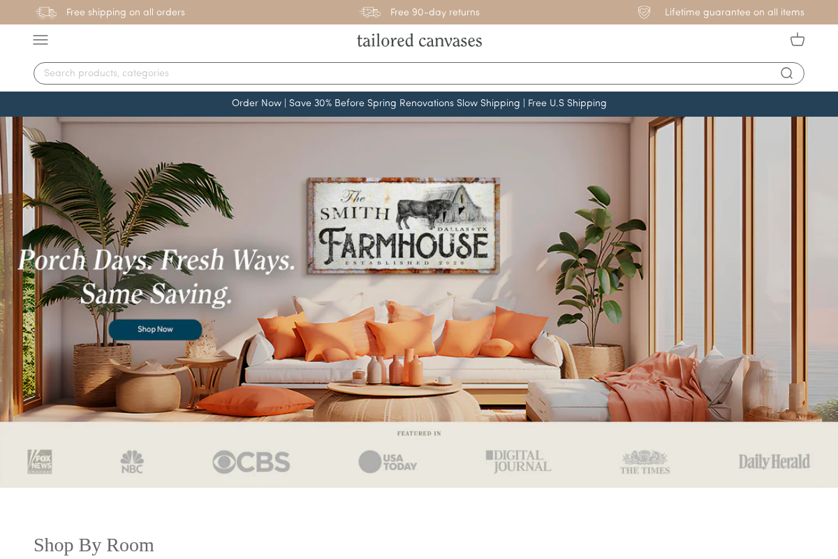 TailoredCanvases homepage screenshot
