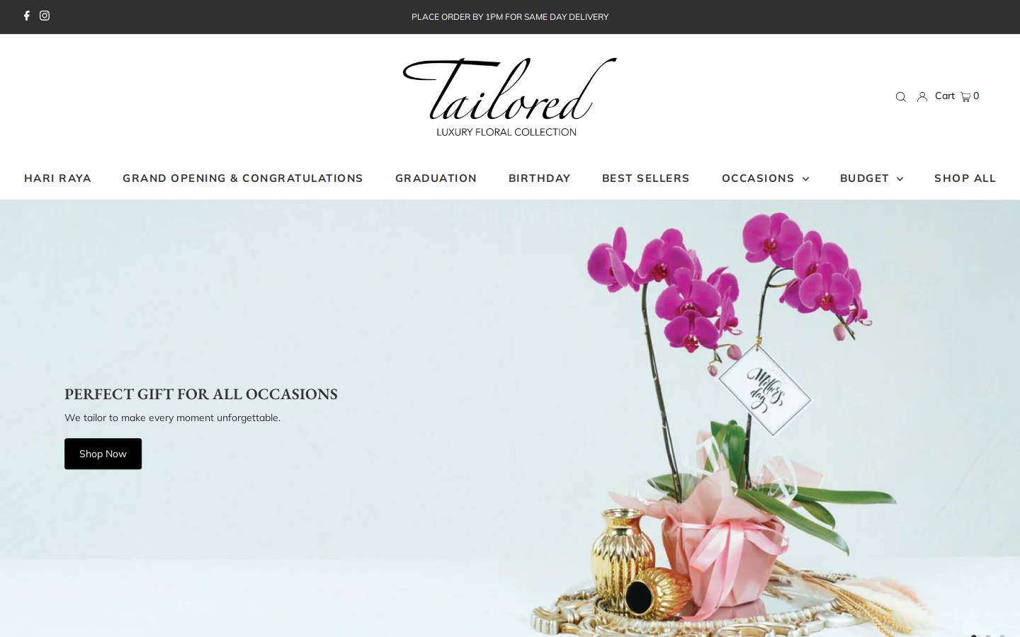 tailoredfloral.com homepage screenshot
