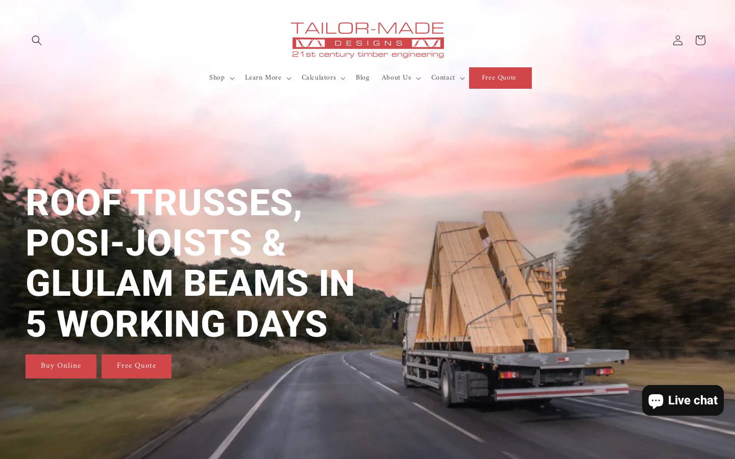 Tailor Made Designs Ltd homepage screenshot