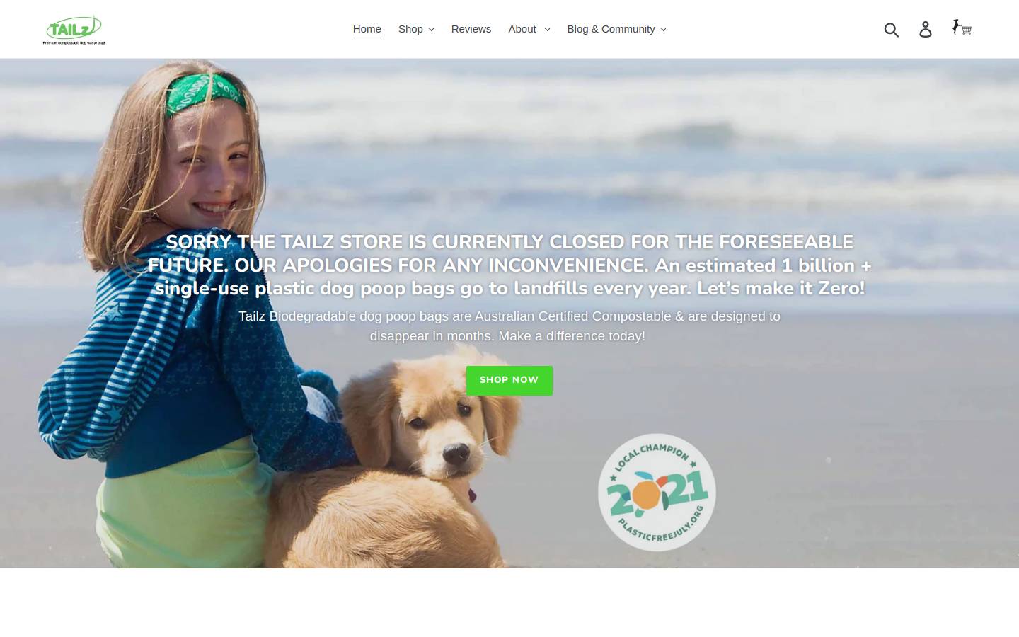 Tailz homepage screenshot