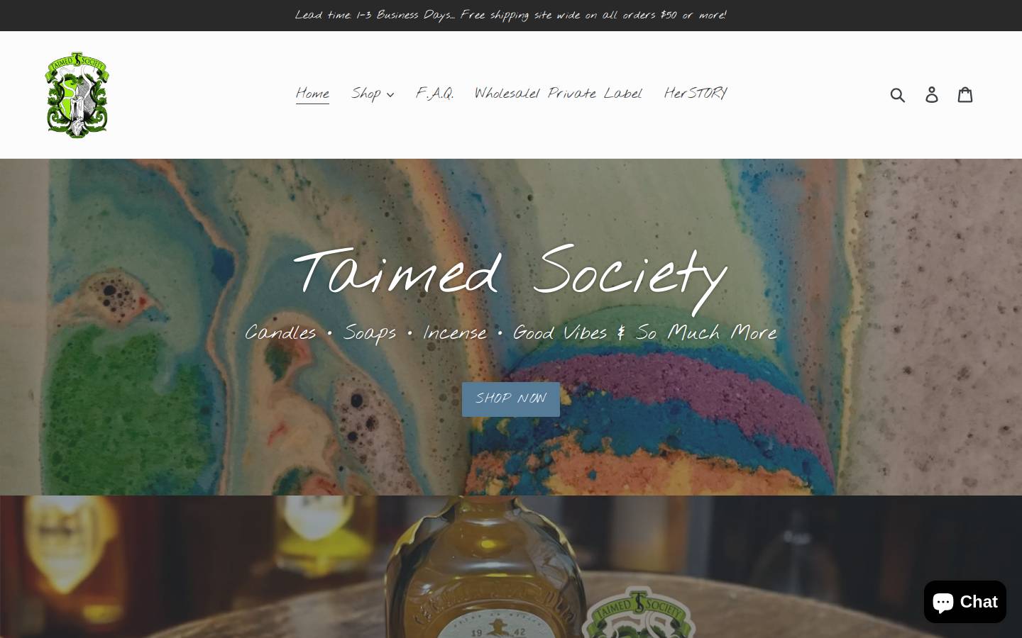 taimedsociety.com homepage screenshot
