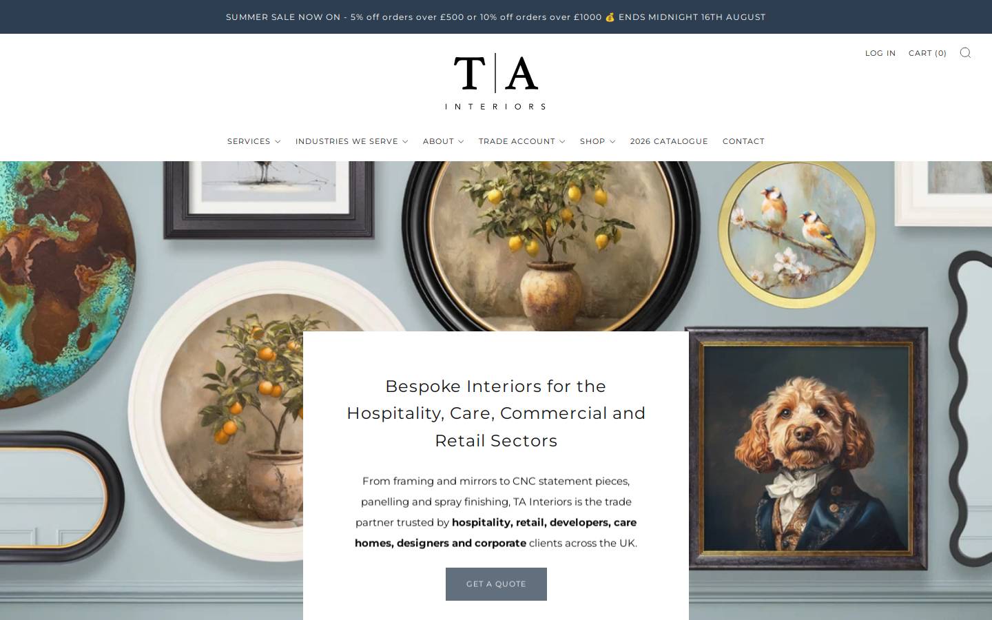 tainteriors.co.uk homepage screenshot