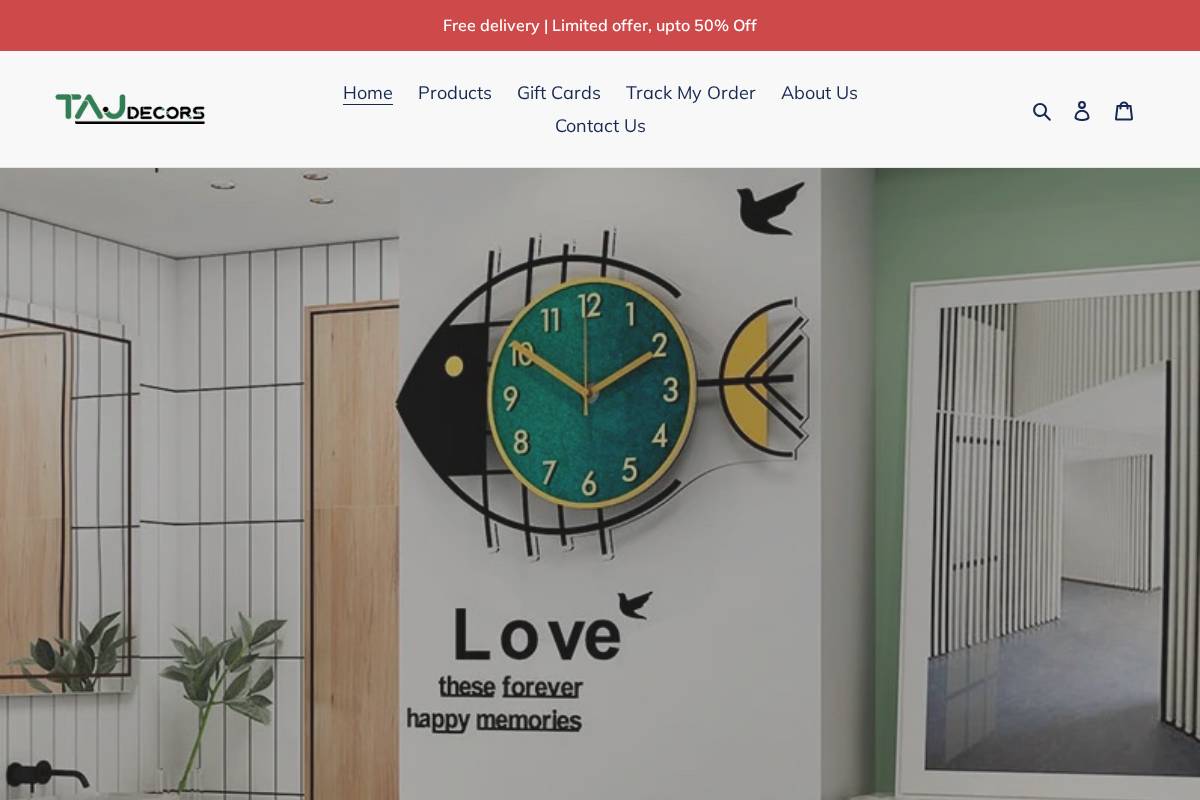 tajdecors.com homepage screenshot