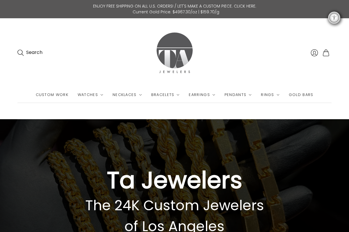 Ta Jewelers homepage screenshot