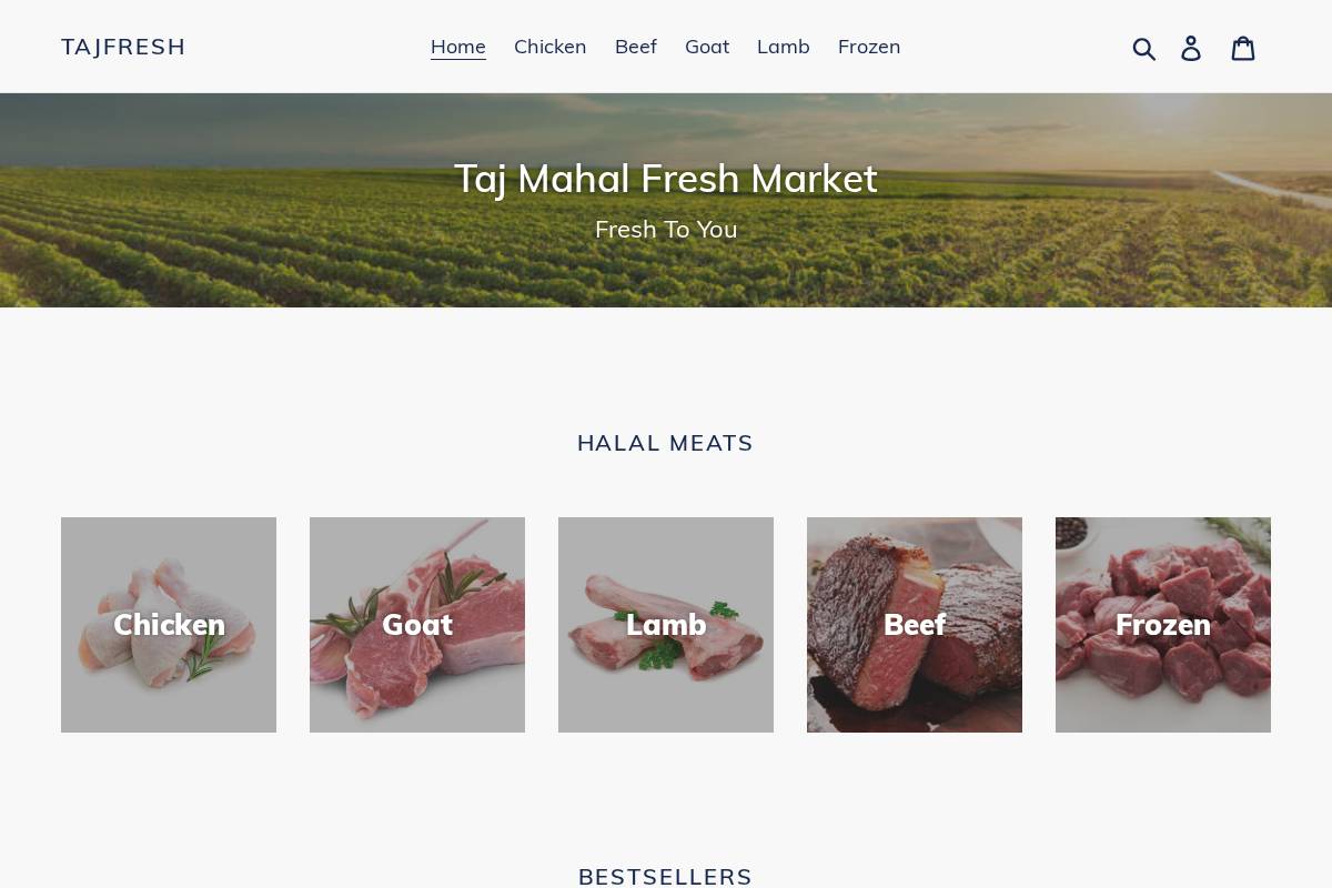 TajFresh homepage screenshot