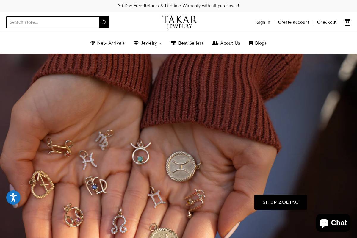 takarjewelry.com homepage screenshot
