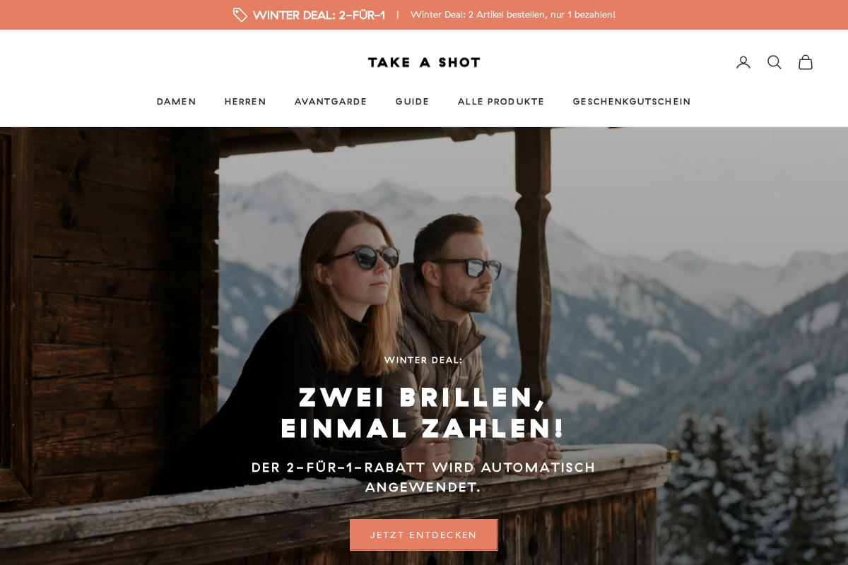 TAKE A SHOT homepage screenshot